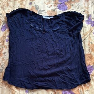 Laura Scott navy Relaxed Blouse